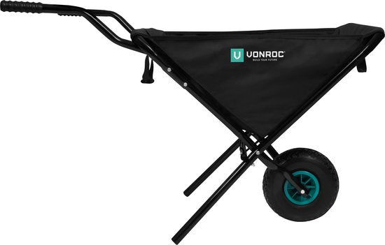 VONROC Klappbare Schubkarre - 50 Liter - 30 kg Ladekapazität - Ideal für die Entsorgung von Gartenabfällen