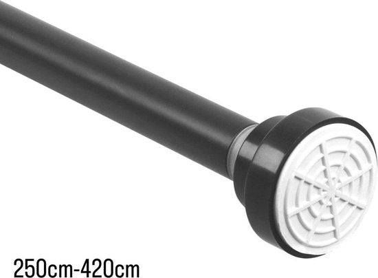 Vorhangstange ohne Bohren – 250 bis 420 cm – Ausziehbare Duschvorhangstange – 400 cm – Ausziehbare Klemmstange – Metall, schwarz