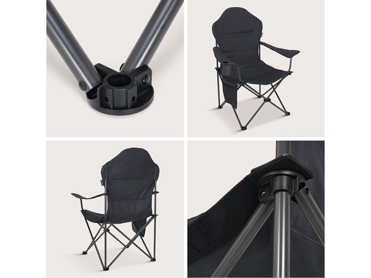 TRVLMORE Campingstuhl XXL - klappbar - 160KG Tragkraft - Inkl. Tragetasche - Klappstuhl - Angelstuhl - Campingstuhl - Klappstuhl - Grau