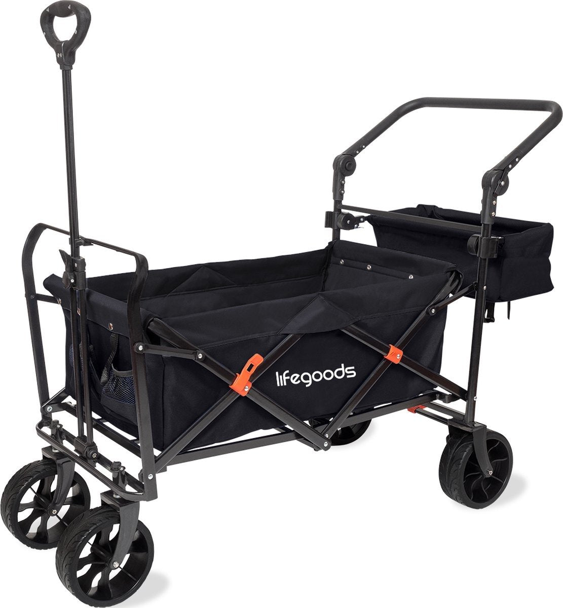 LifeGoods Wagen - Faltbar - Bis zu 120KG - 90L - Baschbares Polyester - 120x80cm - Schwarz