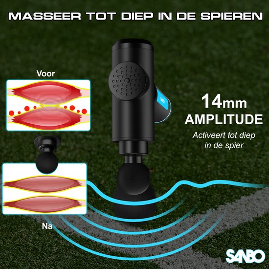 Sanbo Massage Gun - Generation 4 - Mit 8 Aufsätzen und 30 Stufen - In Zusammenarbeit mit Physiotherapeuten - Professionell - Sport- und Entspannungsmassagegerät - Massage Gun