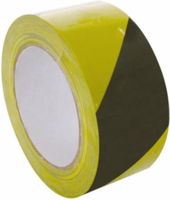Perel Signalband, für Warn- und Markierungszwecke, auf Rolle, schwarz/gelb, 5 cm x 33 m