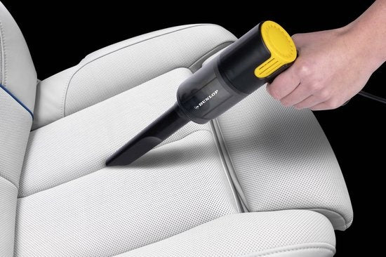 Dunlop Autostaubsauger - 12V Zigarettenanzünder - Nass und trocken - Fugen- und Bürstendüse - 3 Meter Kabel - Autozubehör - Schwarz/Gelb