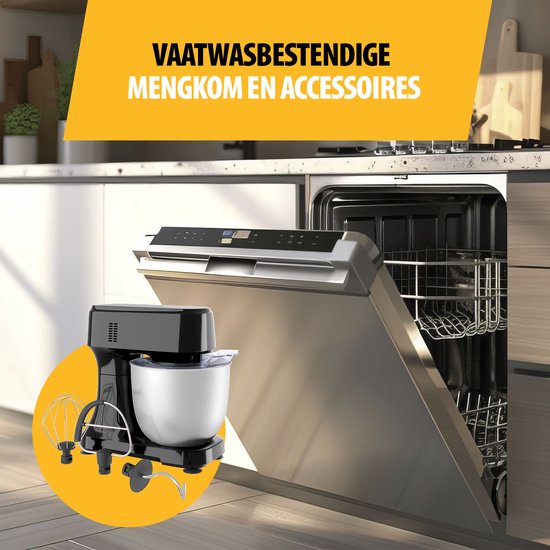 Tristar Küchenmaschine 800 W – Küchenroboter 4,5 l – Edelstahl-Rührschüssel – 12 Programme – Schwarz