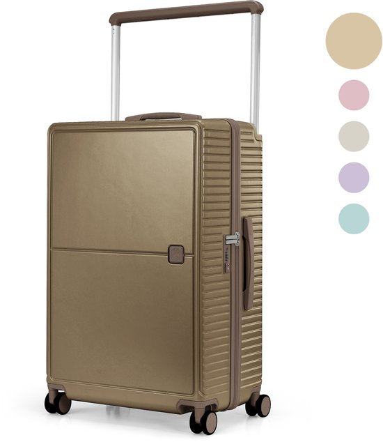 Skycases City Walker - Großer Reisekoffer 94L - Leicht & Robust - 360° Spinner-Räder - Original TSA-Schloss - Inklusive Schutzhülle & Nassbeutel - 76 x 52 x 29 cm - Champagner