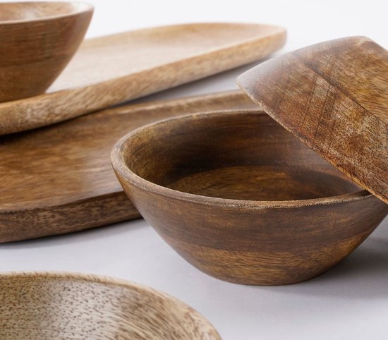 Mica Decorations Tomar Schalen und Tablett - L35 x B12 x H5 cm - 100% FSC Mango Holz - Hellbraun