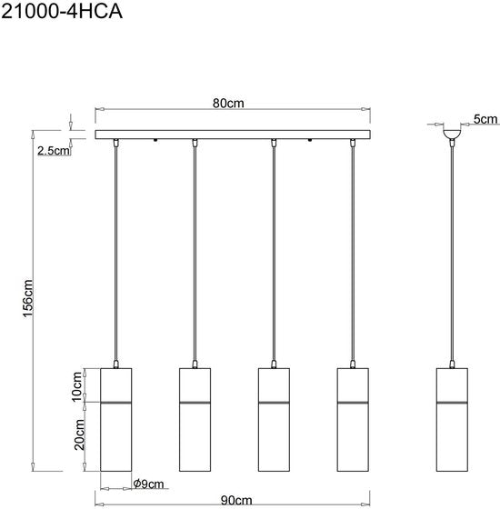 Globo – Hängeleuchte – ANNIKA – braun – Glas – große Esstischleuchte – E27 – 21000-4HCA