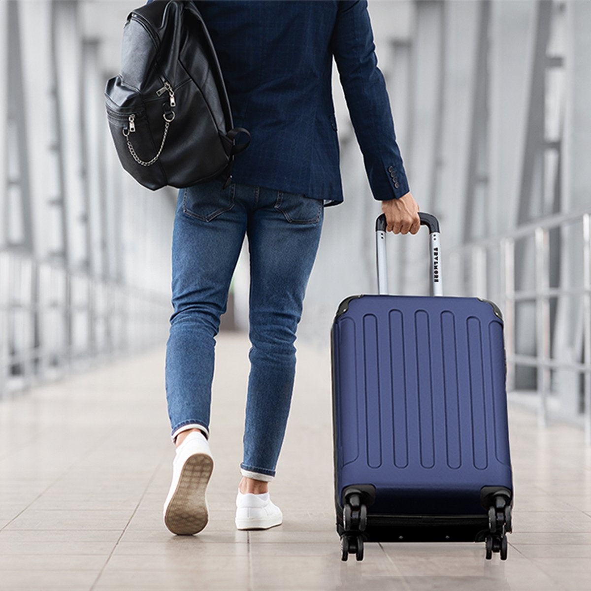 TRVLMORE Handgepäck Koffer mit Rädern - 54x36x20cm - 38L - Dunkelblau