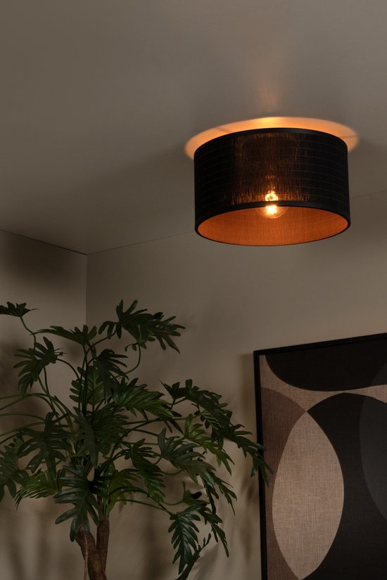 Lucide TAGALOG – Deckenleuchte – Ø 40 cm – 1xE27 – Schwarz – Japandi