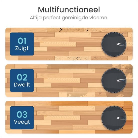Gologi Staubsaugerroboter mit Wischfunktion - Automatisch - Mit Ladestation - Kabelloser Staubsaugerroboter - 45DB - Schwarz