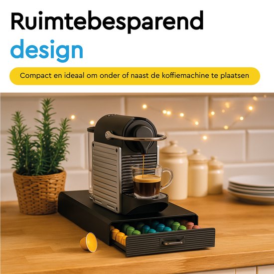 BRASQ CD100 Kaffeekapselhalter mit Schublade – Für 50 Nespresso-Kapseln – Schwarz