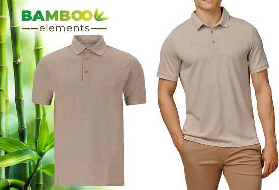 Bamboo Elements – Herren-Poloshirt – Dark Sand Beige - Größe M – Herren-Poloshirt – Kurzarm – Piqué-Stoff – Herren-T-Shirt – Bambus