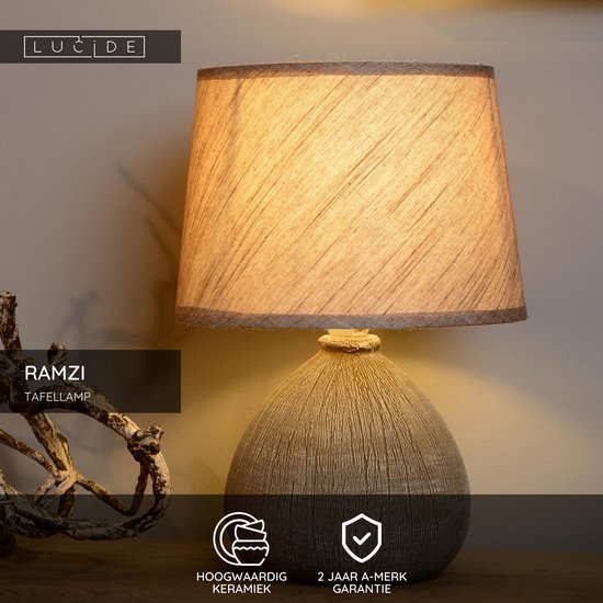 Lucide RAMZI – Tischlampe – Ø 18 cm – 1xE14 – Braun – Japandi