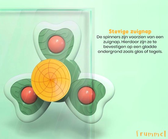 Frummel Fidget Spinners XL mit Saugnapf - Badespielzeug - Sinnesspielzeug - Fidget Toys - Badespinner - Fidget Spinner für die Autoscheibe - 3 Stück