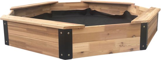 AXI Onno XXL Sandkasten 200 x 200 x 23 cm in Braun/Anthrazit – Mit Sitzbänken – Mit Abdeckplane – 100 % FSC-zertifiziertes Zedernholz – Extra großer Sandkasten für Kinder
