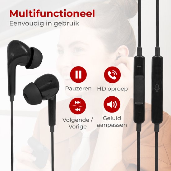 Nuvance - Ohrhörer mit Kabel - 3,5-mm-Klinkenanschluss - Ohrhörer mit Kabel - In-Ear-Kopfhörer mit Kabel und Mikrofon - Schwarz