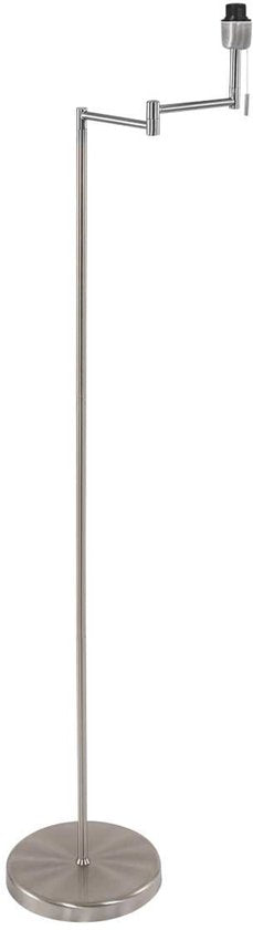 Stehlampe Bella 3879ST in Stahloptik mit grauem Velours-Lampenschirm, ausklappbar, aus Metall und Textil, Höhe 154 cm, Durchmesser des Lampenschirms 30 cm – Mexlite