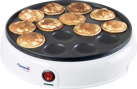 Bestron Poffertjes-Pfanne – APFM700W – 800 W – Poffertjes-Gerät – elektrisch – weiß – 5 Jahre Garantie