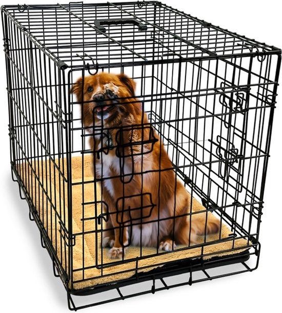 Gopets Hundebank faltbar L - Bank - Für Hunde - Inkl. Hundekissen - 2 Türen - 91 x 57 x 64 cm