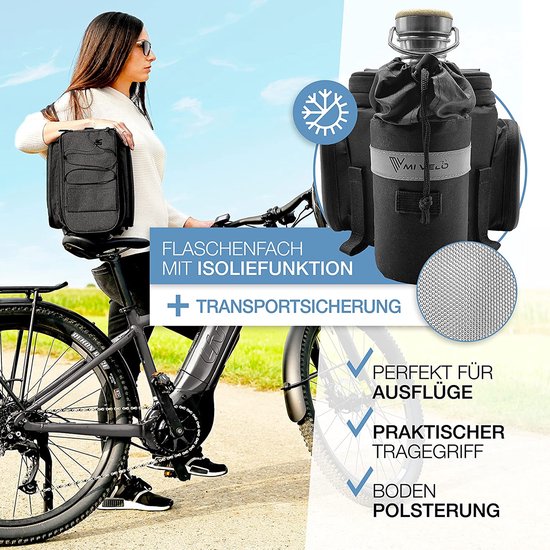 MIVELO - Gepäckträgertasche - Gepäcktasche Fahrrad - erweiterbar bis 20 l - wasserdicht - 20 l schwarz