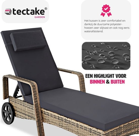 Liegestuhl - Sonnenliege - Geflecht - verstellbare Rückenlehne - naturfarben - 200 x 70 x 33 cm - 404589 - Poly-Rattan