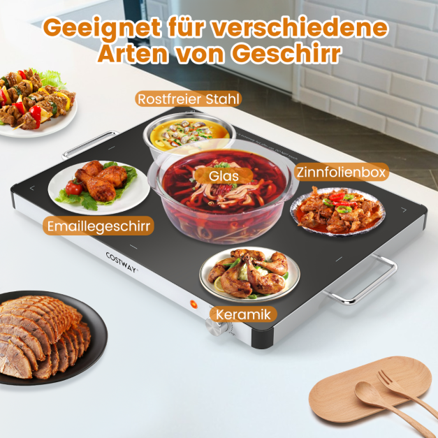 Coast Elektrische Warmhalteplatte 400 W – 30–120 °C – 61 x 42 x 4 cm – Schwarz