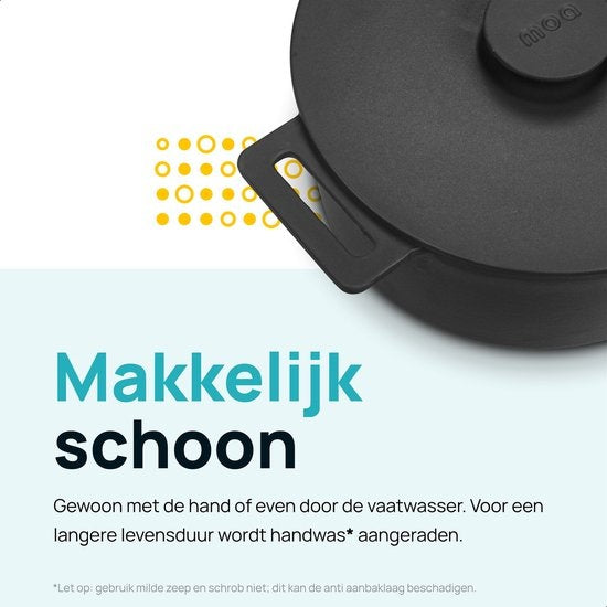 MOA Gusseisen-Kasserolle - Fassungsvermögen 4,75 Liter - 26CM - Rund - Alle Wärmequellen - Auch für Induktion - Gewicht 5,8 kg - Schwarz - MOAMC26B