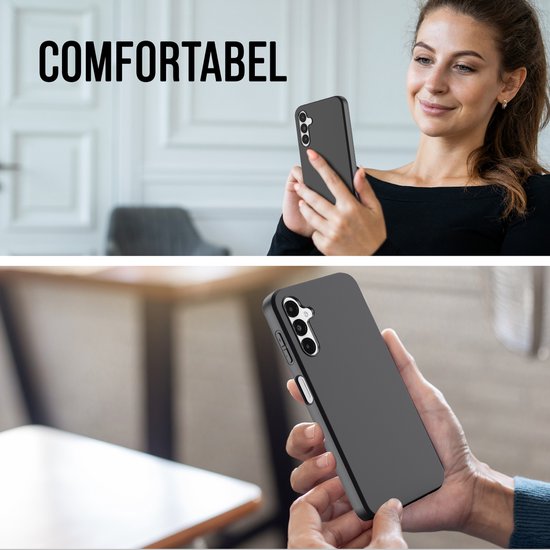 Podec Case passend für Samsung Galaxy A14 Schwarzes Handy Case - Anti-Shock Case Cover mit 1x Displayschutzfolie