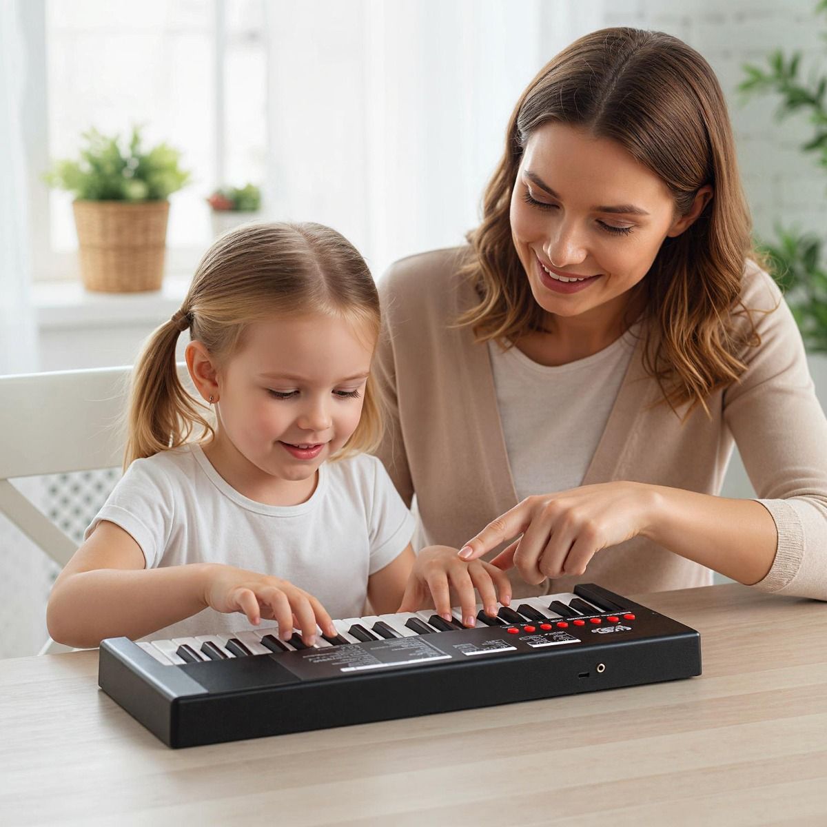 Coast Kinderkeyboard – 37 Tasten – 8 Rhythmen – mit Mikrofon – schwarz