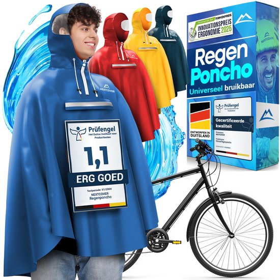Nextcover Regenponcho – AquaShield 2.0 – Winddicht – Wasserdicht – Unisex