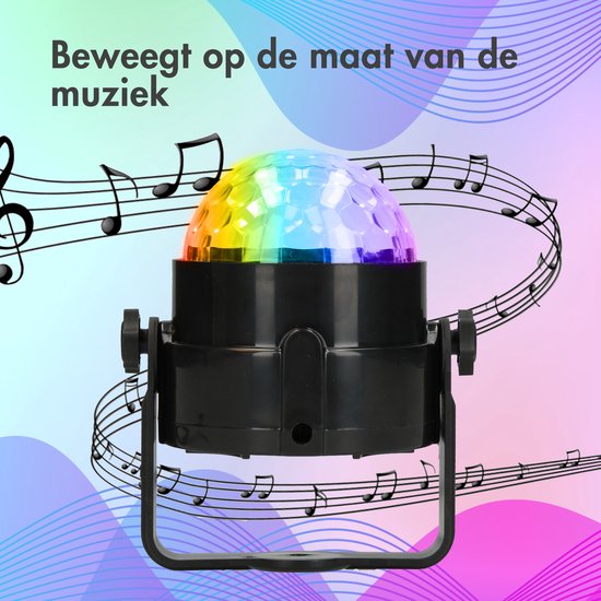 iMoshion Discolamp - Musikgesteuerte LED-Discokugel mit Fernbedienung - 1W - 8,5 x 8,5 x 9,2 cm - Schwarz