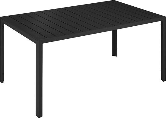 tectake - Gartentisch 150 x 90 x 74,5 cm - Witterungsbeständig, einfache Montage - Verstellbar - Aluminiumgestell mit Kunststofftischplatte - schwarz