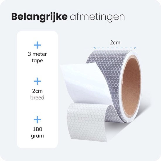 Reflektierendes Band - 5cm breit, 3m lang - Reflektierende Aufkleber - Reflektor Fahrrad - Fahrrad-Reflektoren - Selbstklebender Reflektor - Bakfiets - LKW-Reflexion