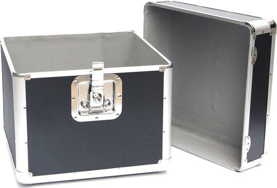 Vinylkoffer LP-Koffer für 70 bis 100 Schallplatten abschließbar schwarzes Aluminium
