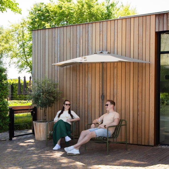 VONROC Premium Sonnenschirm Magione - Strapazierfähiger Balkonsonnenschirm - halbrund 270x135cm - UV-beständiges Tuch - Beige - inkl. Schutzhülle