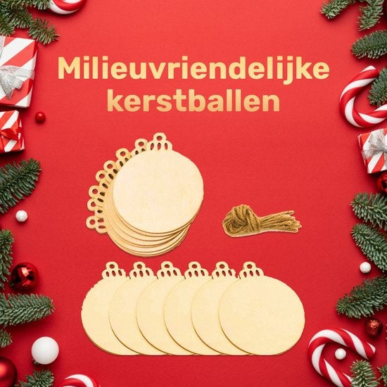 Giftmas Holz-Weihnachtskugeln - Weihnachtsdekoration für drinnen - Holz-Weihnachtskugel - Weihnachten - â€šÃ¥Ã„6,5cm - 50 Stück