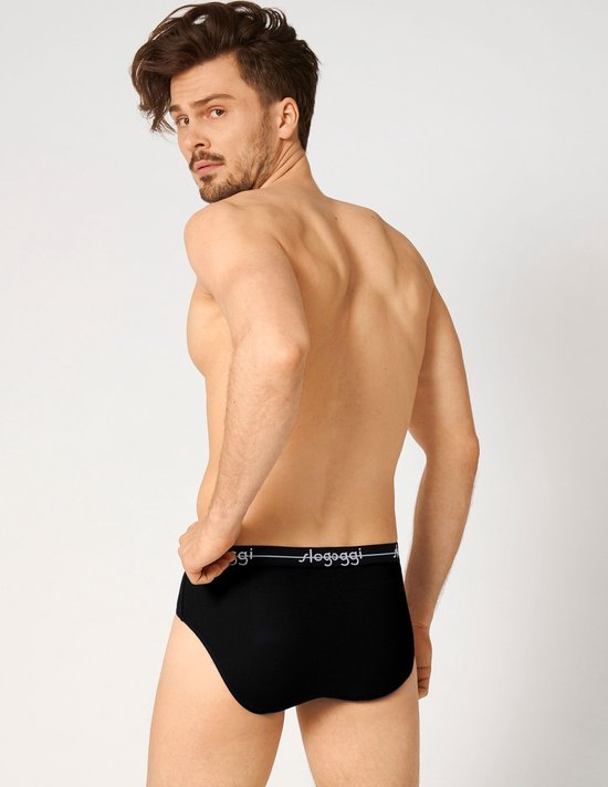 sloggi Start Midi 2er-Pack Slips - Herren - Baumwolle/Elastan - Regular Waist - Elastischer Bund - Schwarz - Größe XL