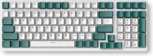 Fuegobird K3 Mechanische Gaming-Tastatur - 100Tasten - Roter Schalter - QWERTY - Mechanische RGB-Hintergrundbeleuchtung - Weiß/Grün
