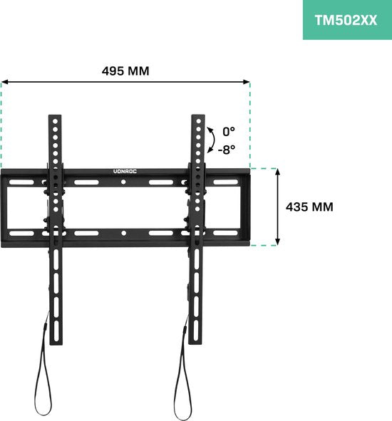 VONROC TV-Halterung - Neigbare TV-Wandhalterung für 37 bis 75 Zoll - Universal bis zu 50 kg. - Inkl. Befestigungsmaterial