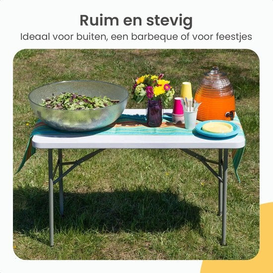 Goliving Klapptisch - Campingtisch - Wetterfest - 122 x 60 x 74 cm - Weiß