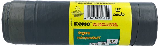KOMO Müllbeutel mit Zugschnur – 60 Liter – 15 Stück