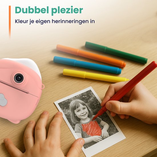 ODESSEY Kinderkamera mit Drucker - Full HD - Selfie-Kamera - 32GB SD-Karte - Foto - Video - Spiele - Digitalkamera Kinder - Fotokamera für Kinder - Pink