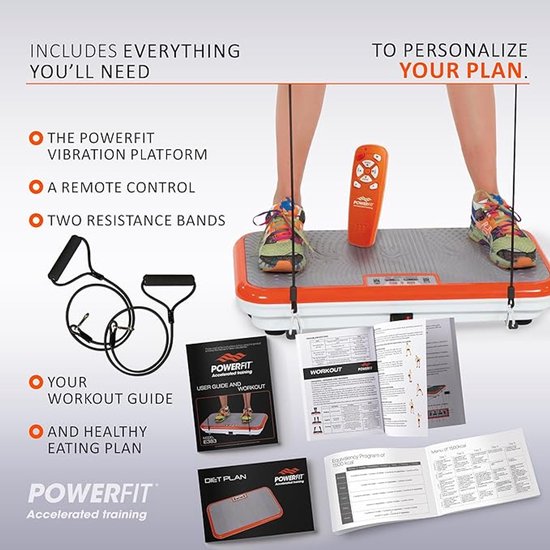 Vibro Shaper – Vibrationsplatte mit Oszillationstechnologie strafft den Körper – Powerplate trainiert alle Muskelgruppen – inklusive Power-Stretchbänder