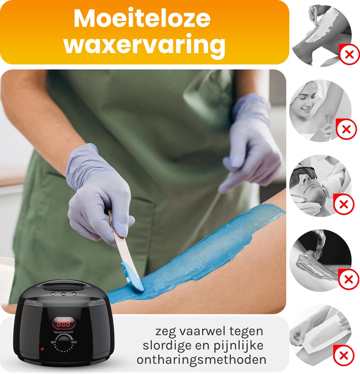 Bolusso Wachsgerät - Haarentfernungsset - NEUES Modell - 5 Arten von Bohnen 500 Gramm - 50 Wachsstäbchen - Kostenloses Nachwachs - Wachserhitzer - Haarentfernungsgerät - Wachsbohnenheizung - Haarentfernungsset - Wachsset