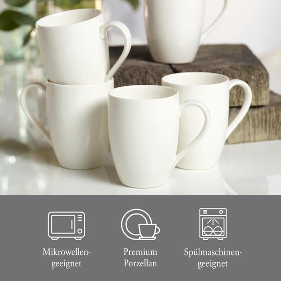 Villeroy & Boch - Vivo Basic - 6 Stück - Basic Weiß - 320 ml - Kaffeebecher - Mit Ohr