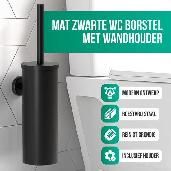 Avalo Toilettenbürste mit Halter - hängend - Edelstahl schwarz - Toilettenbürste mit Halter