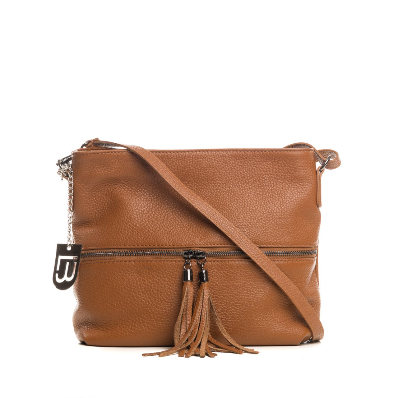 Lucca Baldi Leder-Umhängetasche Cognac Winter – 36 x 23 x 10 cm – Echtes Rindsleder – Hergestellt in Italien