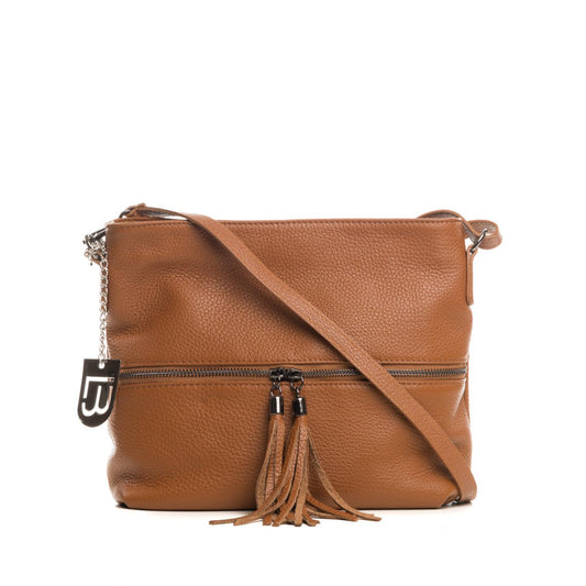 Lucca Baldi Leder-Umhängetasche Cognac Winter – 36 x 23 x 10 cm – Echtes Rindsleder – Hergestellt in Italien