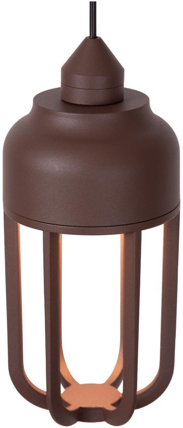 Lucide WELLS – Hängeleuchte für den Innen- und Außenbereich – Ø 10 cm – LED – 1x8 W, 2700 K – IP54 – Rostbraun | Essential