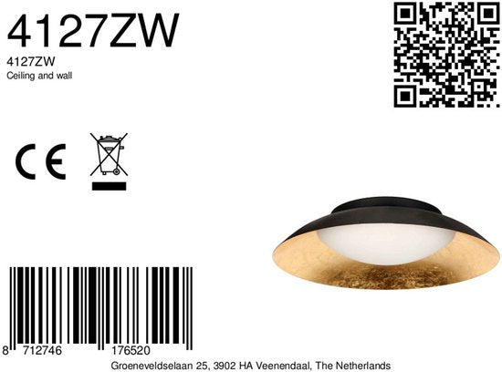 Deckenleuchte, schwarz mit goldenen Details, 3-stufig dimmbar, Kunststoff und Metall – Brotke 4127ZW – Steinhauer